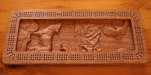  Howling Wolf and Eagle Cribbage Board