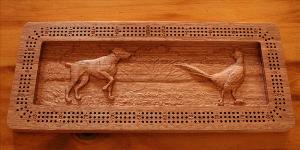 Bird Dog and Pheasant Cribbage Board